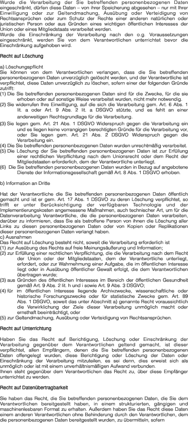 Wurde die Verarbeitung der Sie